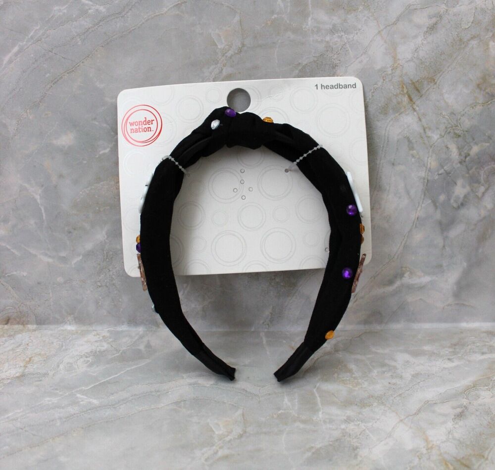 Wonder Nation Girls Halloween Icons and Gems Headband Black NWT